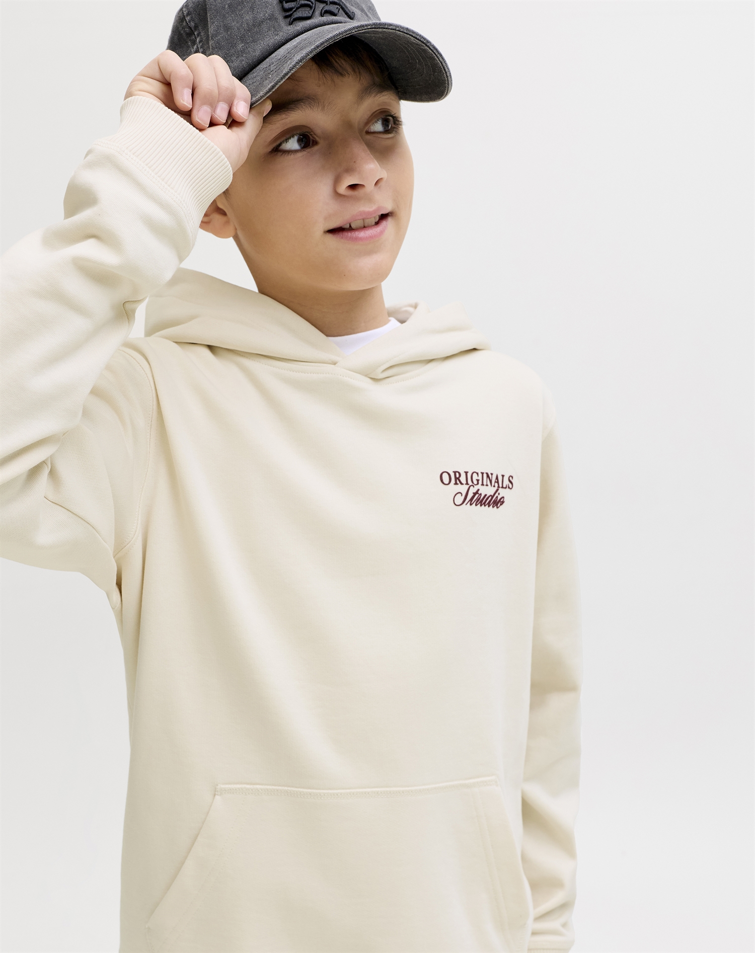 Jack & Jones Junior - JORNorrebro Typo Back Sweat Hoodie - Antique White